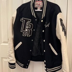 True Religion - Vaintage Varsity Bomber (LARGE, Black/White)